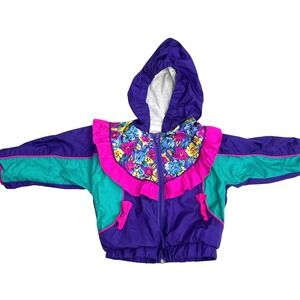 Vintage Double Trouble windbreaker ski jacket Size 24M ruffle floral bow retro